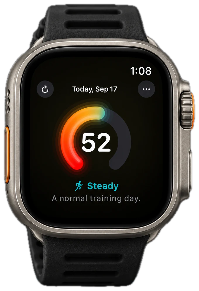 Push showing a Steady score of 52 on Apple Watch Ultra